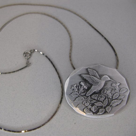 Wendell August Forge Aluminum Hummingbird Pin/Pendant Necklace - Picture 1 of 6